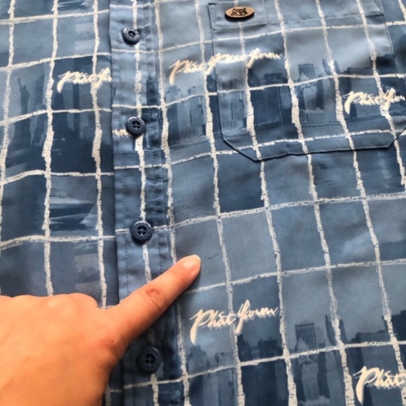 Phat Farm Blue Grid Pattern Shirt - Picture 6 of 10